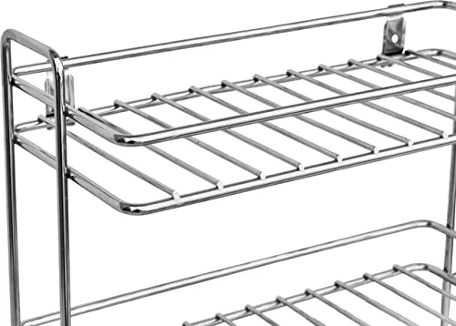 Plantex Stainless Steel Shelf - Multipurpose & Stackable Rack Organizer for Bathroom & Kitchen/Bathroom Accessories (Chrome-Silver) , Set of 1