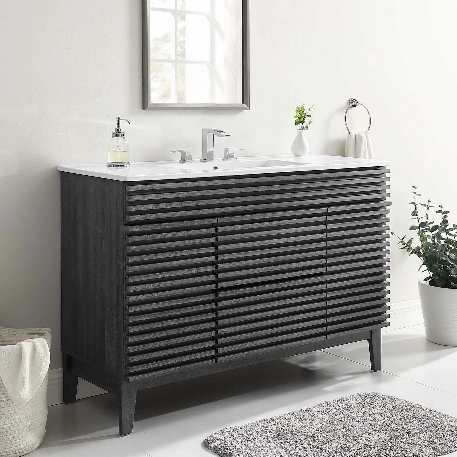 Render 48" Single Sink Bathroom Vanity Charcoal White EEI-4439-CHA-WHI