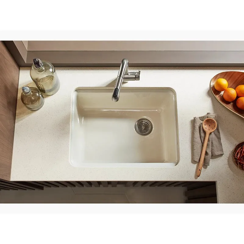 Riverby 22" x 25" x 9.63" Enameled Cast Iron Single Basin Undermount Kitchen Sink in White