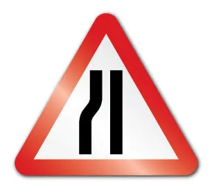 Road narrows on left ahead symbol (Rigid PVC)