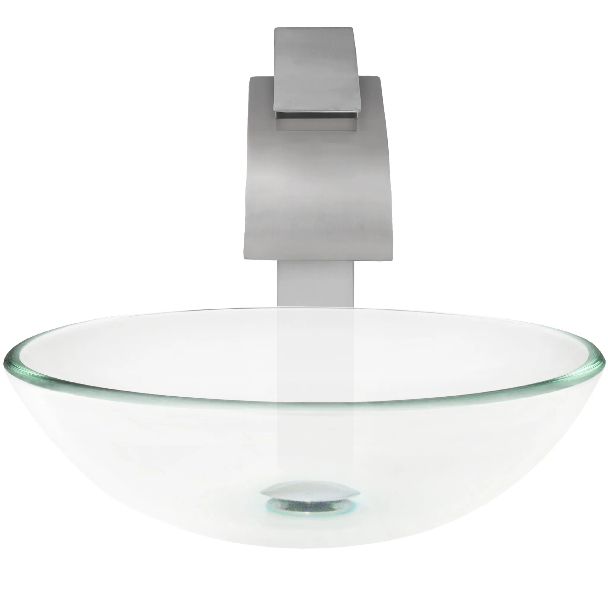 Round Clear Glass Vessel Bathroom Sink Combo NSFC-8048136BN