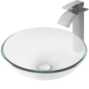 Round Clear Glass Vessel Bathroom Sink Combo NSFC-8048136BN