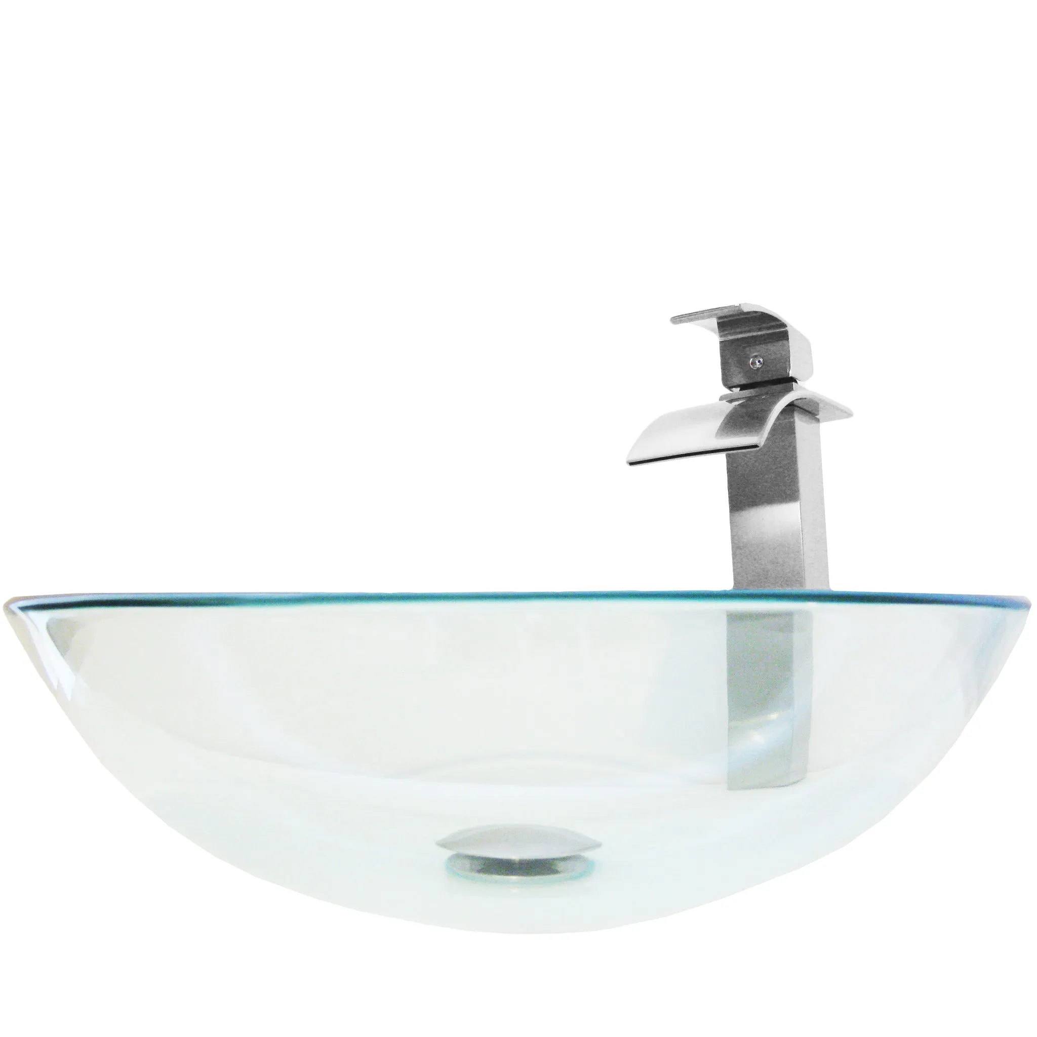 Round Clear Glass Vessel Bathroom Sink Combo NSFC-8048136BN