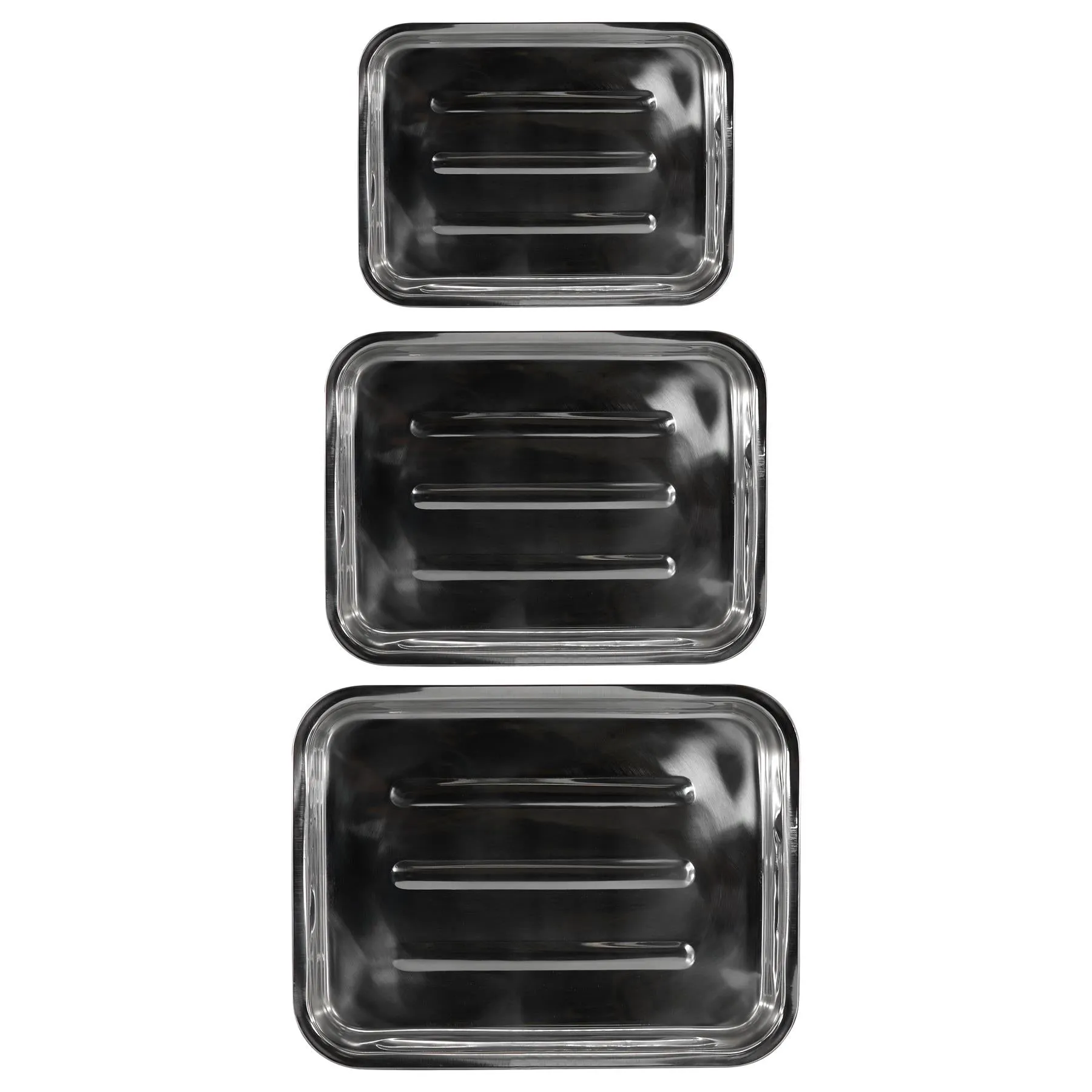 Set Of 3 Stainless Steel Roasting Trays