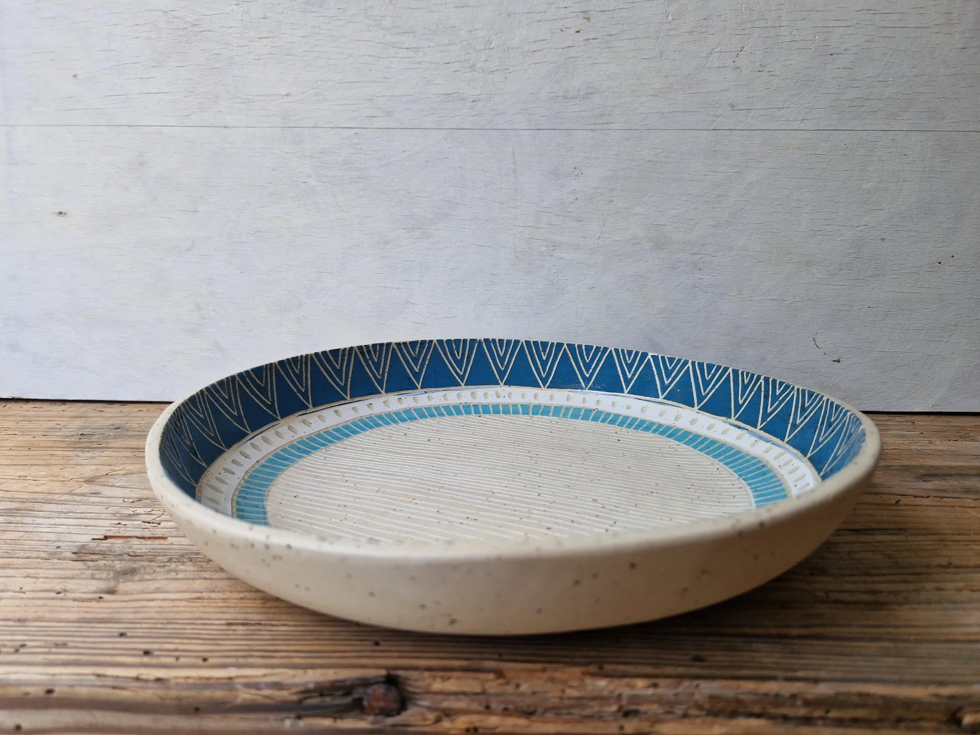 Sgraffito serving bowl large