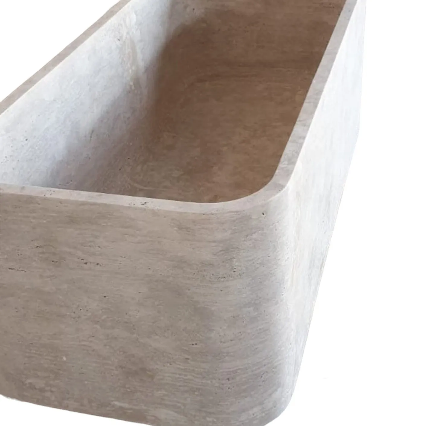 Silver Beige Naturel Stone Rectangular Shape Hand-Carved Unique Travertine Bathtub (W)32" (L)60" (H)22"