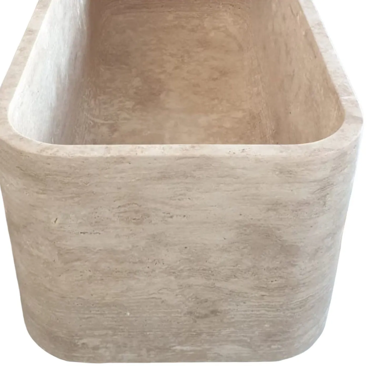 Silver Beige Naturel Stone Rectangular Shape Hand-Carved Unique Travertine Bathtub (W)32" (L)60" (H)22"