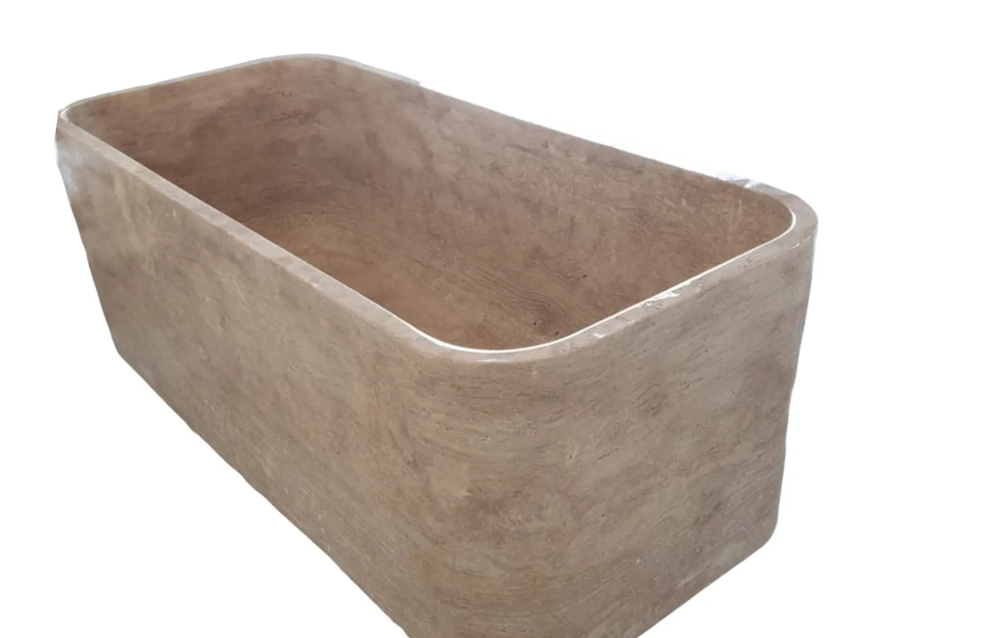 Silver Beige Naturel Stone Rectangular Shape Hand-Carved Unique Travertine Bathtub (W)32" (L)60" (H)22"