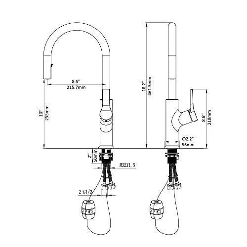 Single Handle Pull Down Sprayer Kitchen Faucet in Modern Brushed Nickel