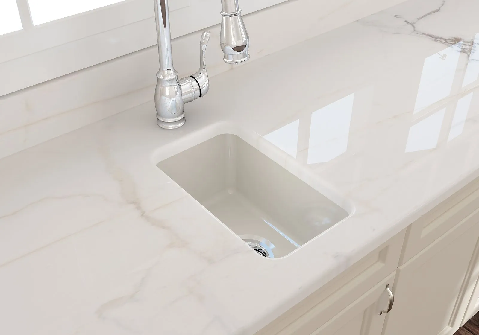 Sotto 12" x 18" x 8" Single-Basin Undermount Kitchen Sink in Biscuit