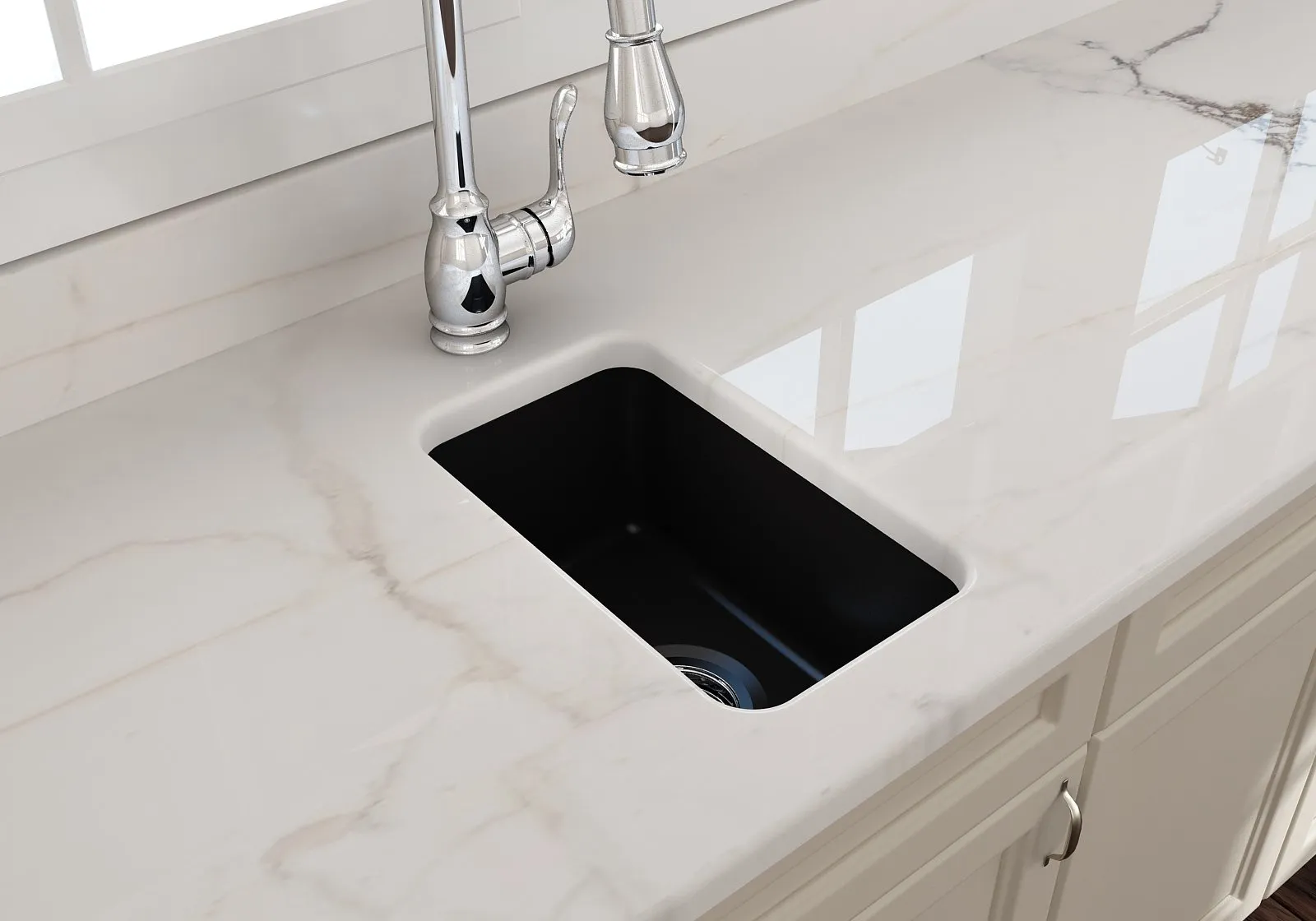 Sotto 12" x 18" x 8" Single-Basin Undermount Kitchen Sink in Matte Black