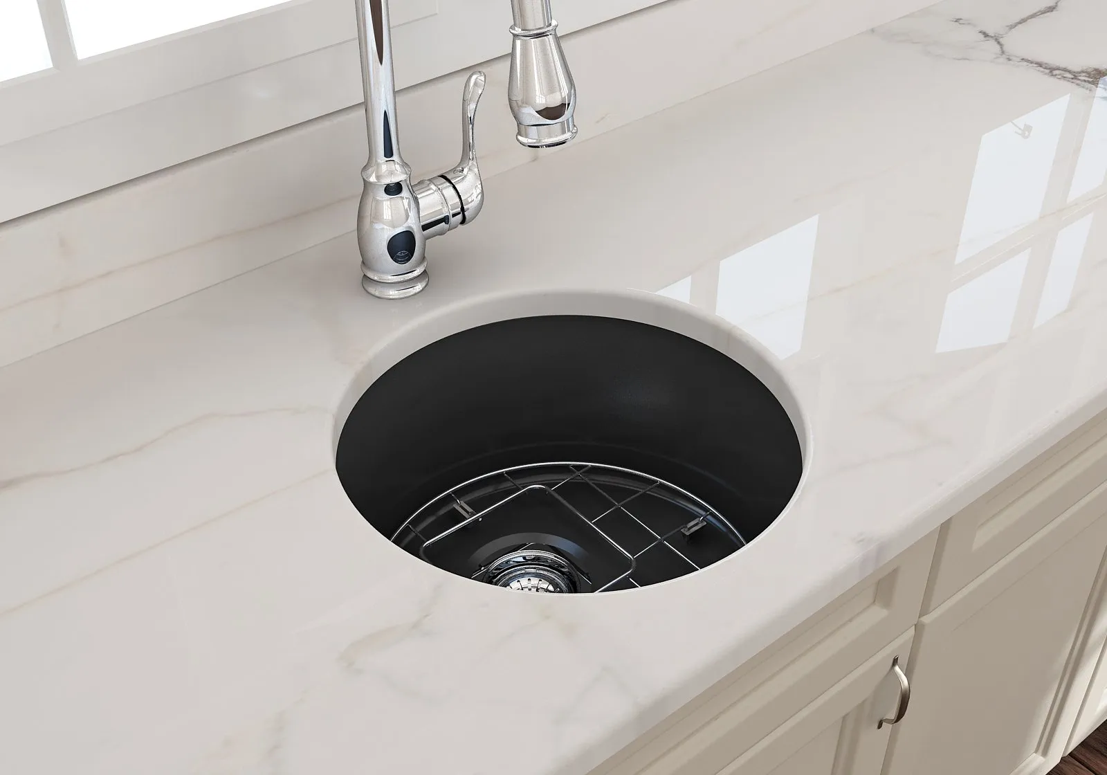 Sotto 18.5" x 18.5" x 9" Single-Basin Undermount Kitchen Sink in Matte Dark Gray