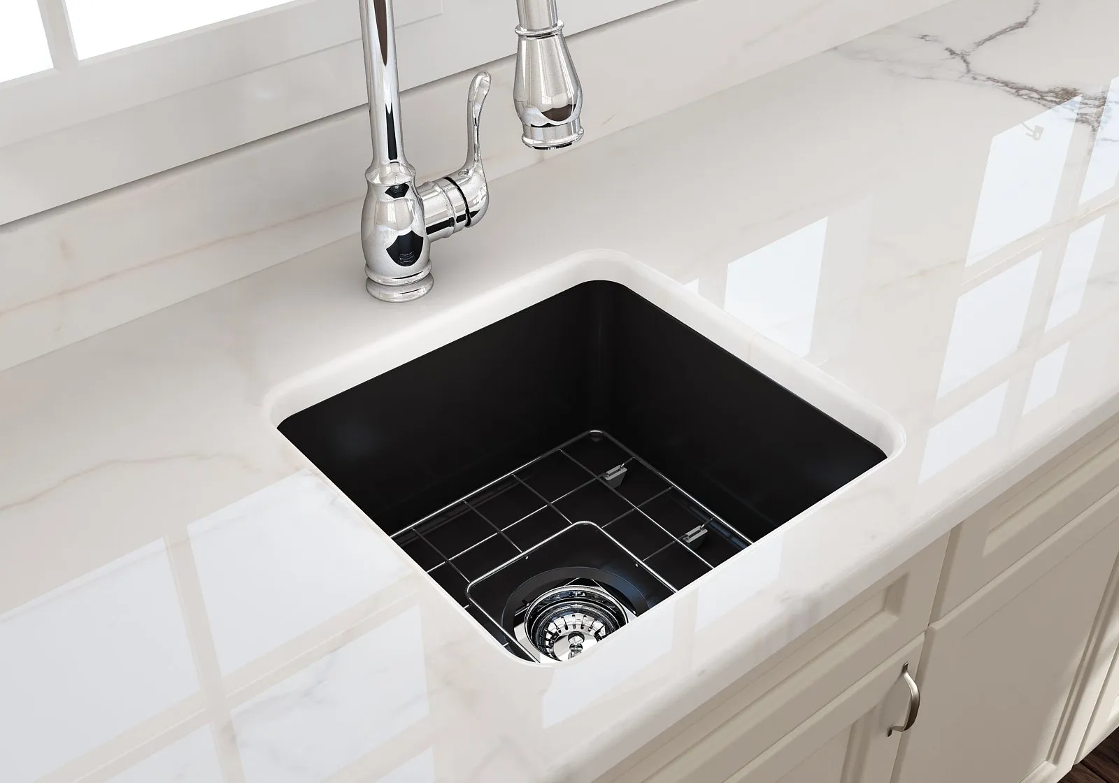 Sotto 18" x 18" x 8" Single-Basin Undermount Kitchen Sink in Matte Black