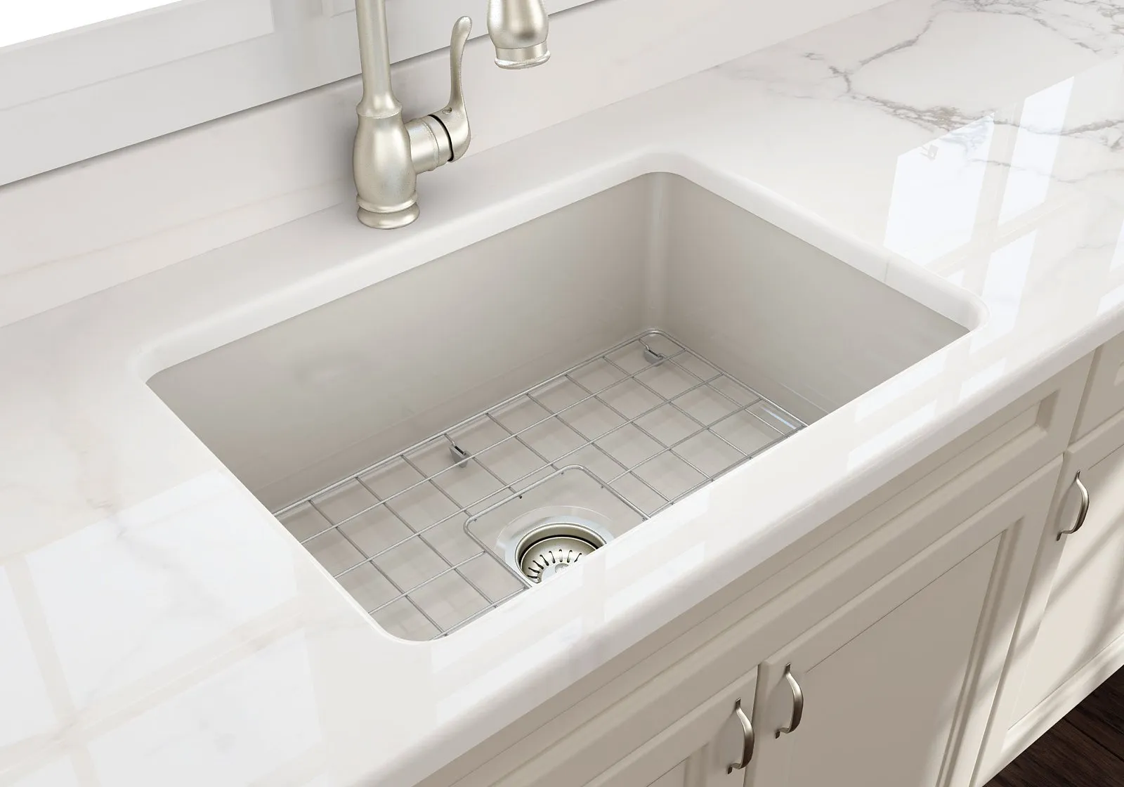 Sotto 26.75" x 19" x 10" Single-Basin Undermount Kitchen Sink in Biscuit