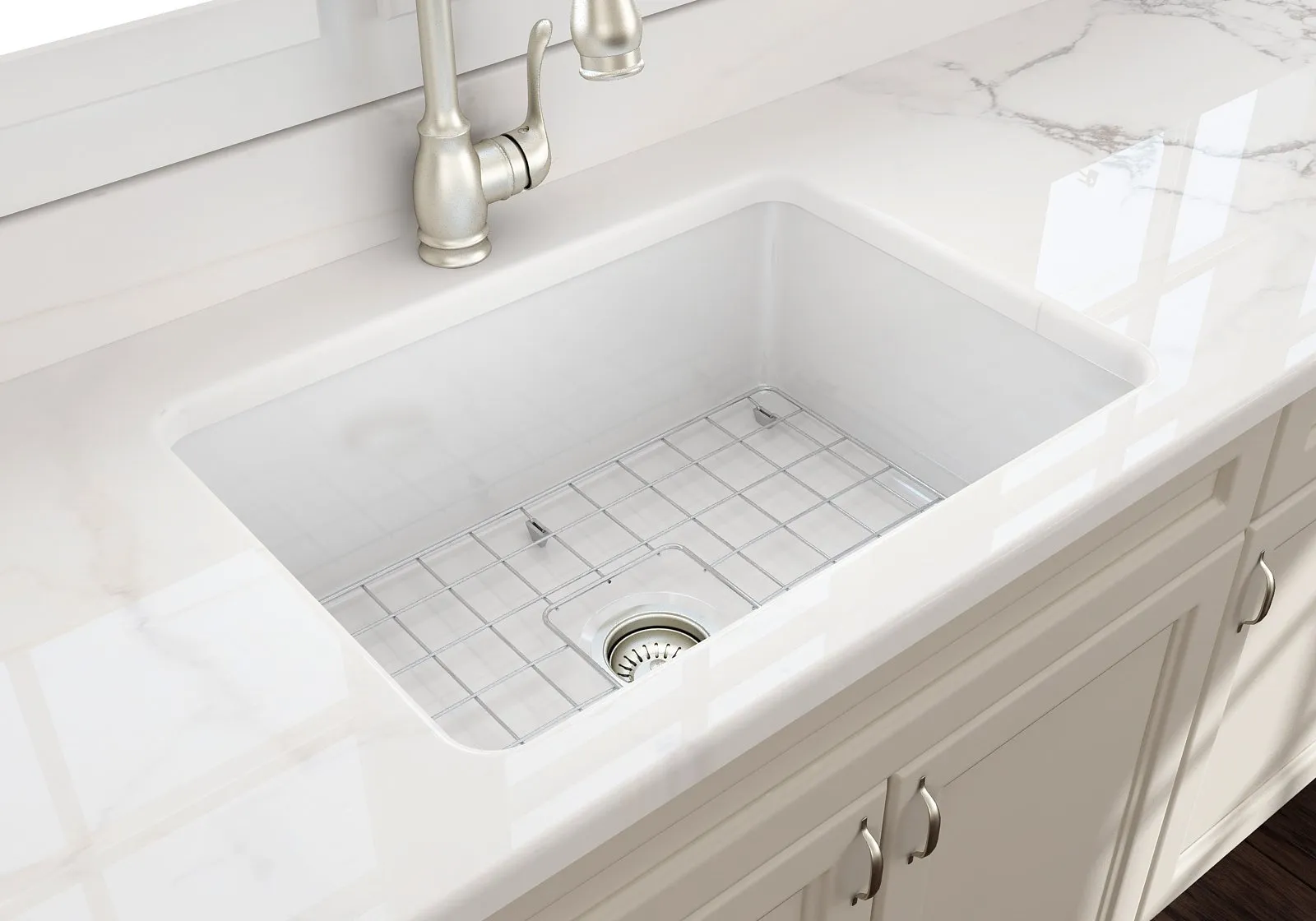 Sotto 26.75" x 19" x 10" Single-Basin Undermount Kitchen Sink in White