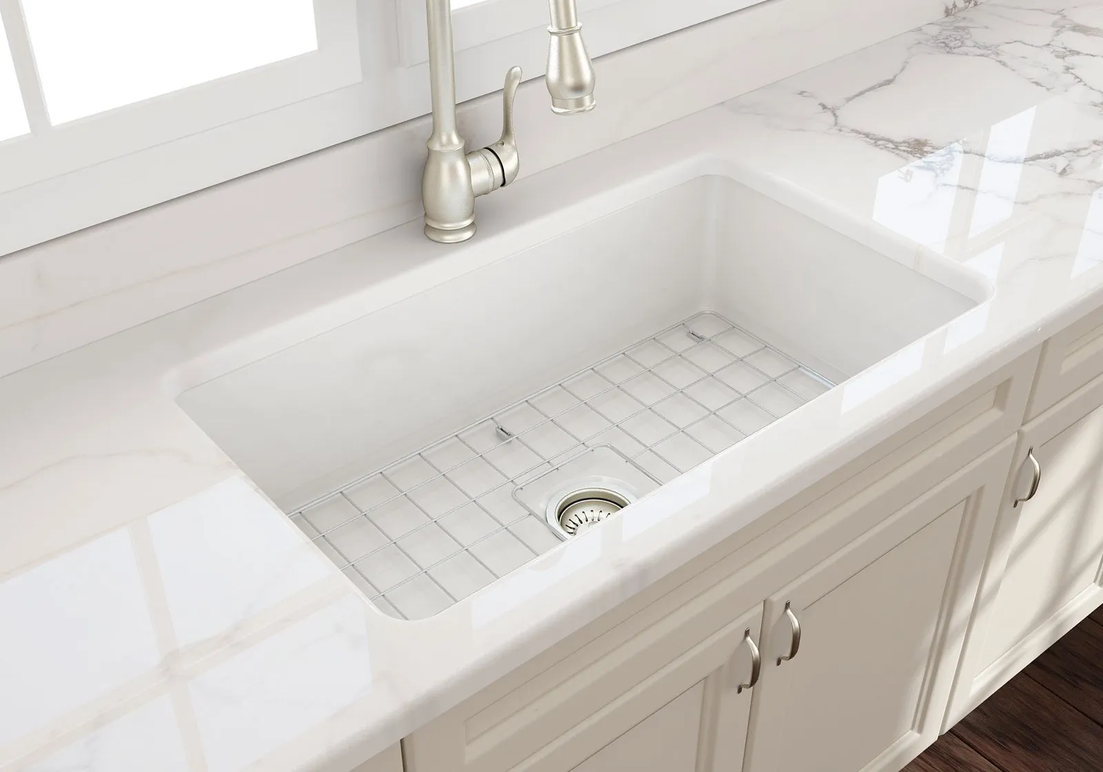 Sotto 32" x 19" x 10" Single-Basin Undermount Kitchen Sink in Biscuit