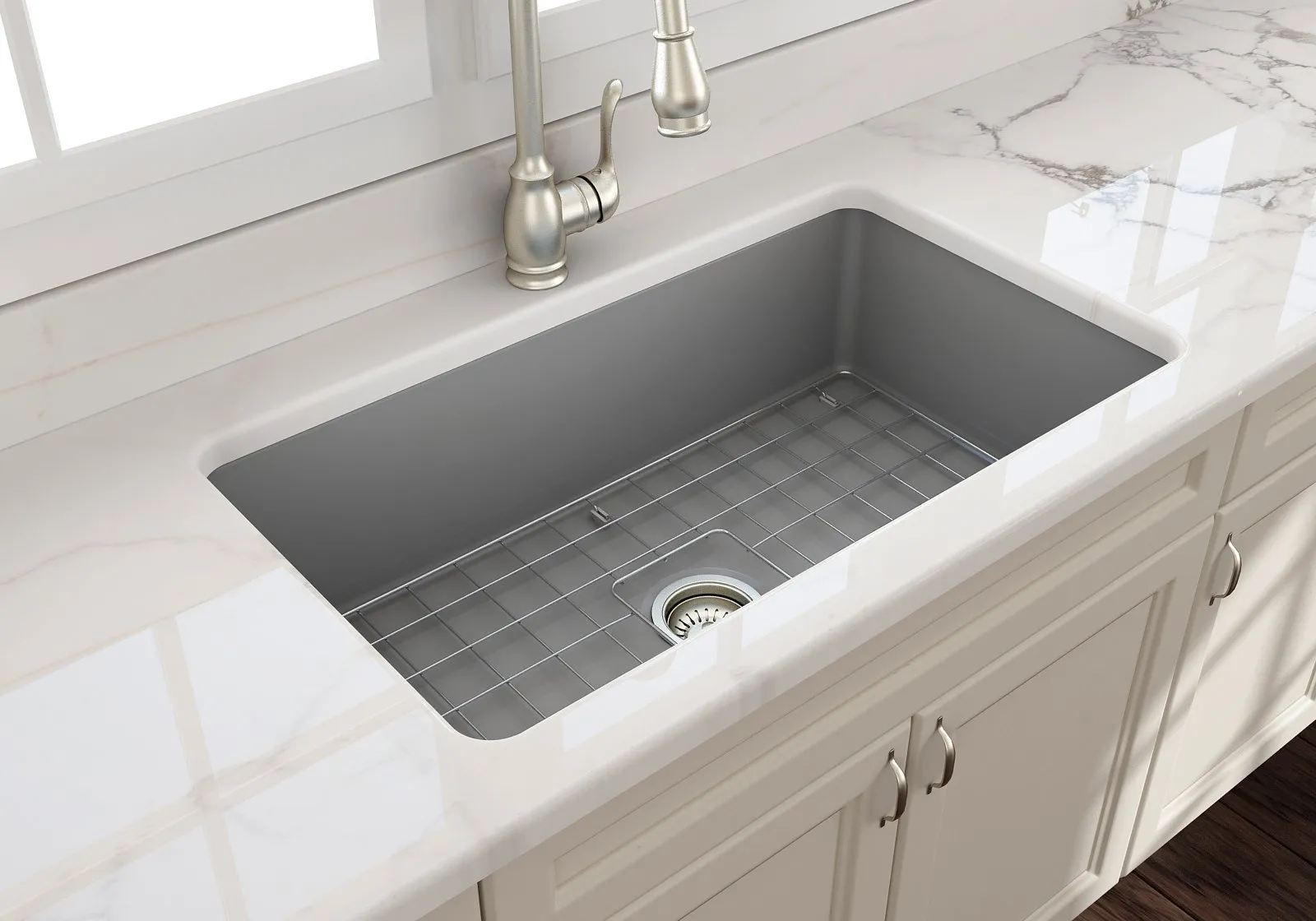 Sotto 32" x 19" x 10" Single-Basin Undermount Kitchen Sink in Matte Gray