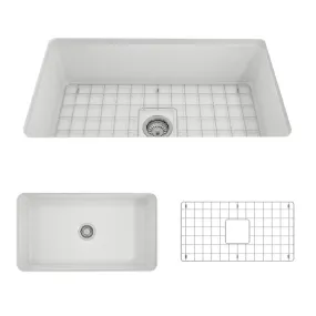 Sotto 32" x 19" x 10" Single-Basin Undermount Kitchen Sink in Matte White