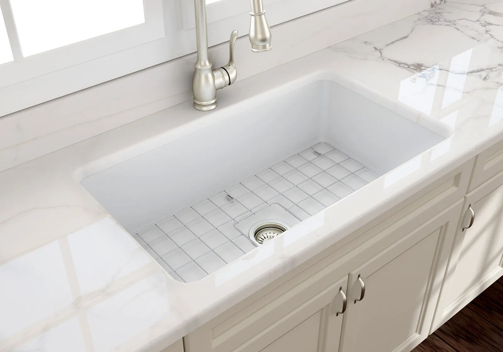 Sotto 32" x 19" x 10" Single-Basin Undermount Kitchen Sink in Matte White