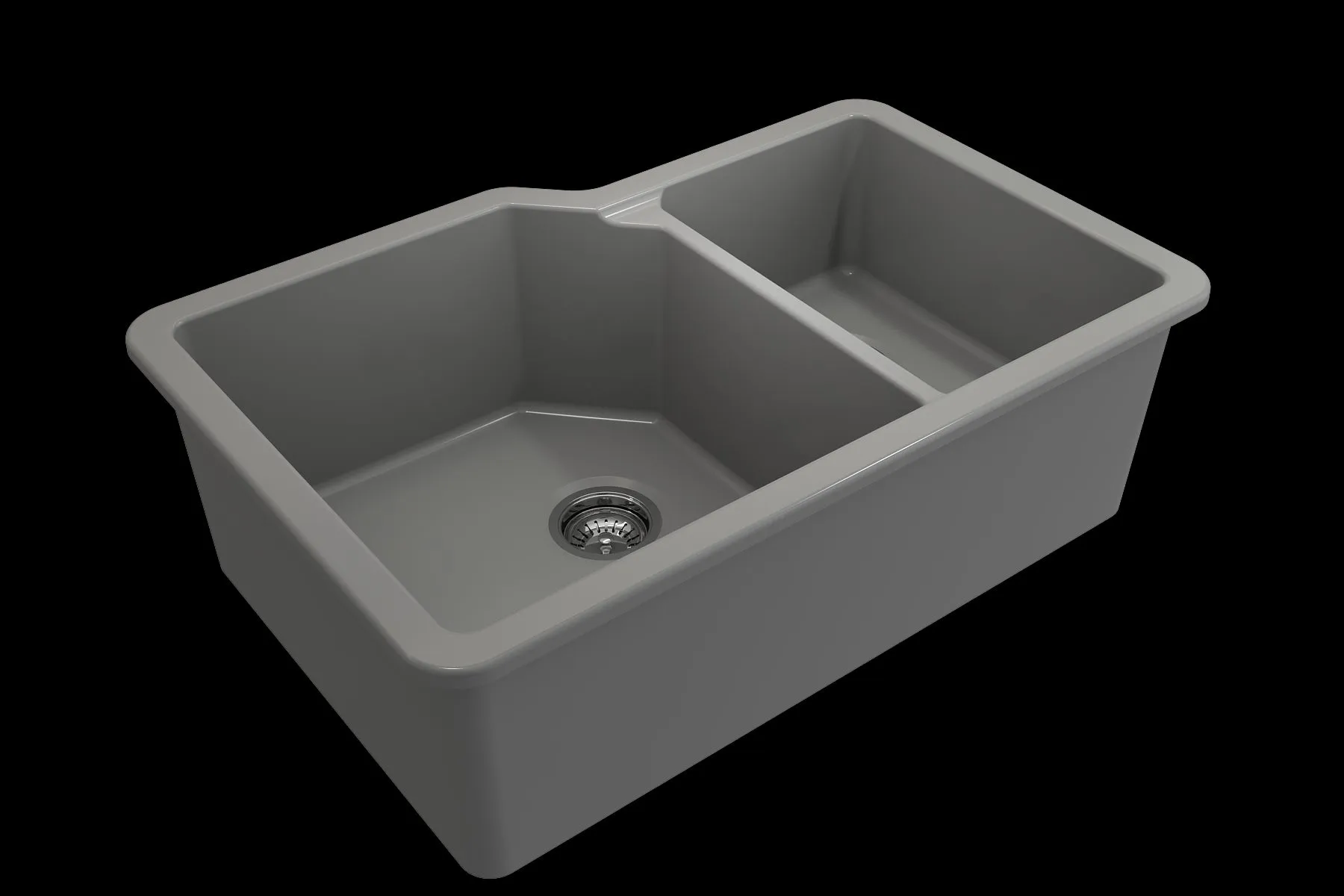 Sotto 33" x 22" x 10" Double-Basin Undermount Kitchen Sink in Matte Gray