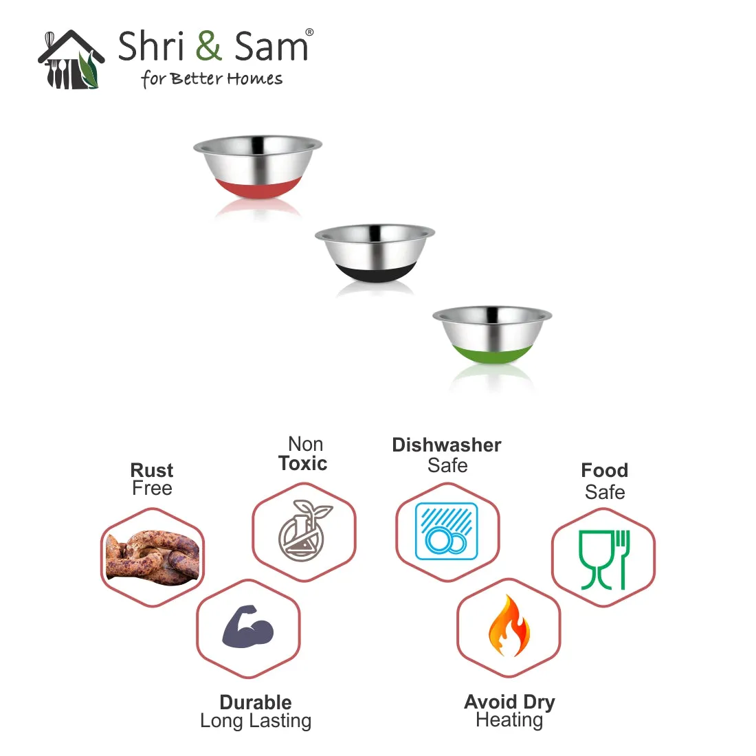 Stainless Steel Anti Skid 20 CM Mixing Bowl Ferro