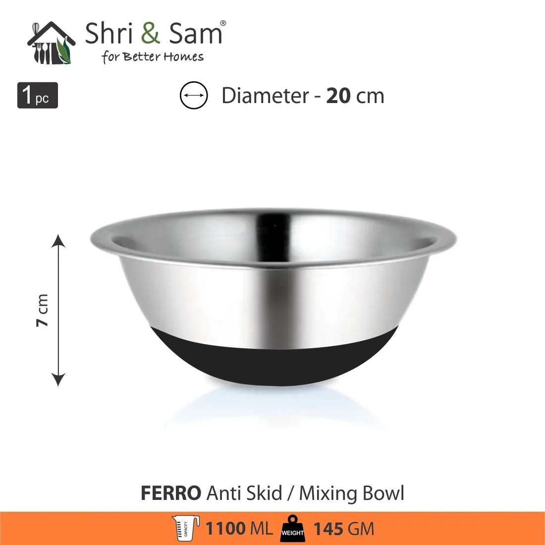 Stainless Steel Anti Skid 20 CM Mixing Bowl Ferro