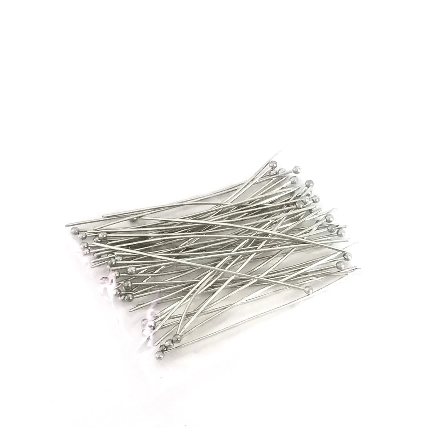 Stainless Steel Ballpins, 50mm (2 inches), 0.6mm thick, 23 gauge, Lot Size 50 (Approximately), #1302-50