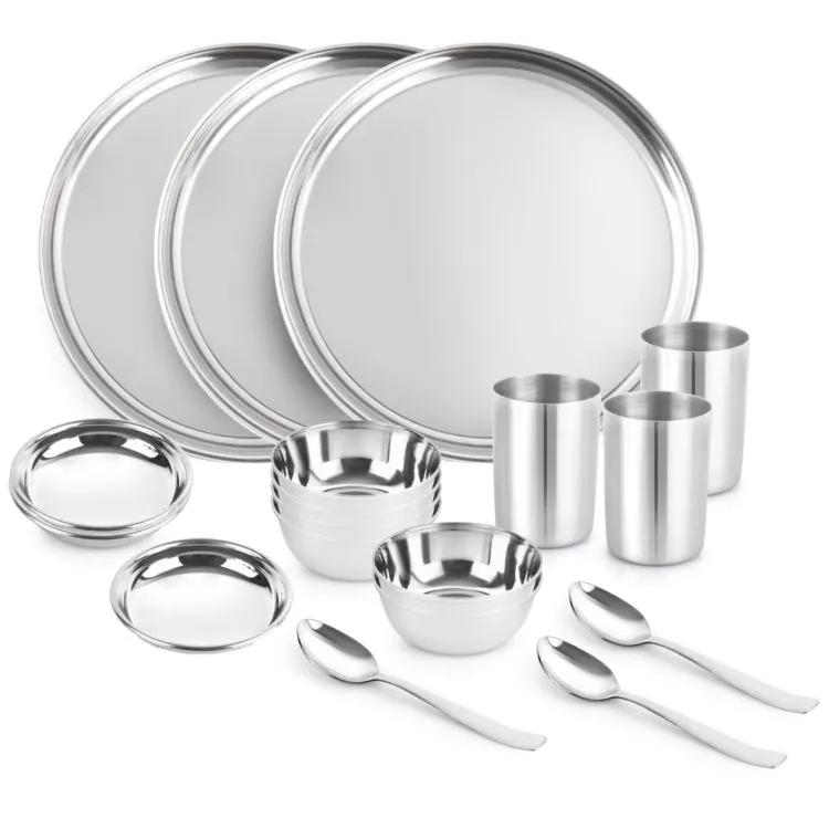 Steelox 18 Pieces Stainless Steel Dinner Set for Family of 3