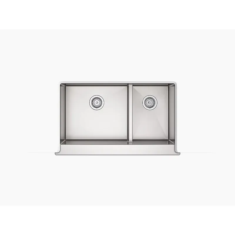 Strive 21.25" x 35.5" x 9.31" Stainless Steel Double Basin Farmhouse Apron Kitchen Sink