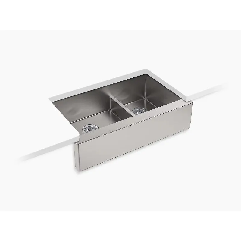 Strive 21.25" x 35.5" x 9.31" Stainless Steel Double Basin Farmhouse Apron Kitchen Sink