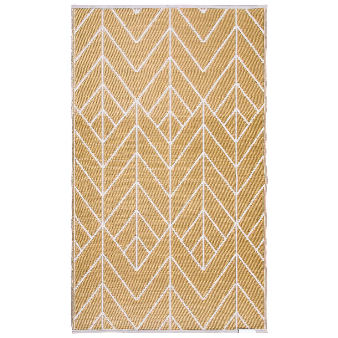 Sydney Gold and Cream Modern Recycled Plastic Outdoor Rug