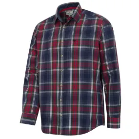 Taransay Plaid Twill Shirt - Navy/Green/Wine by Hoggs of Fife