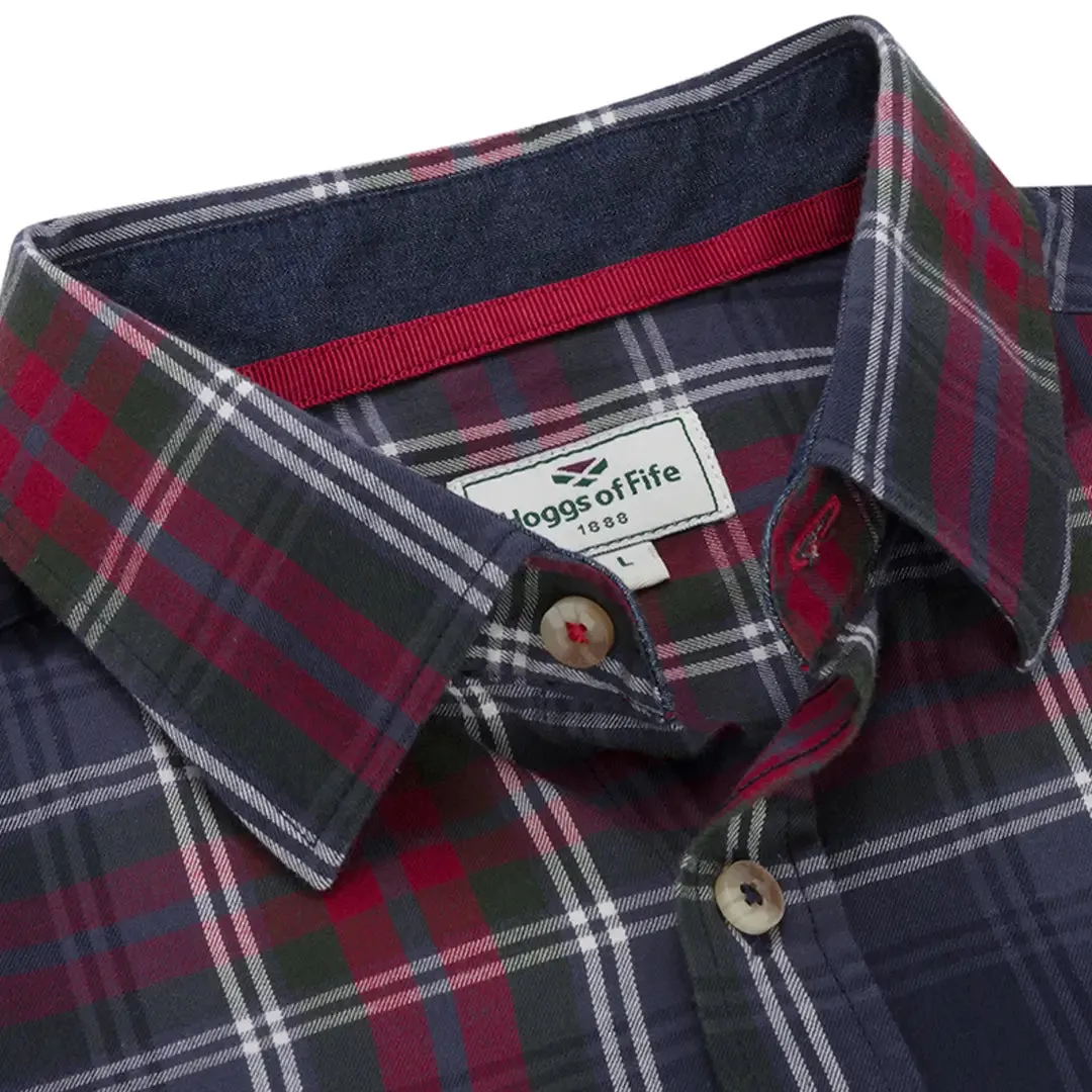 Taransay Plaid Twill Shirt - Navy/Green/Wine by Hoggs of Fife