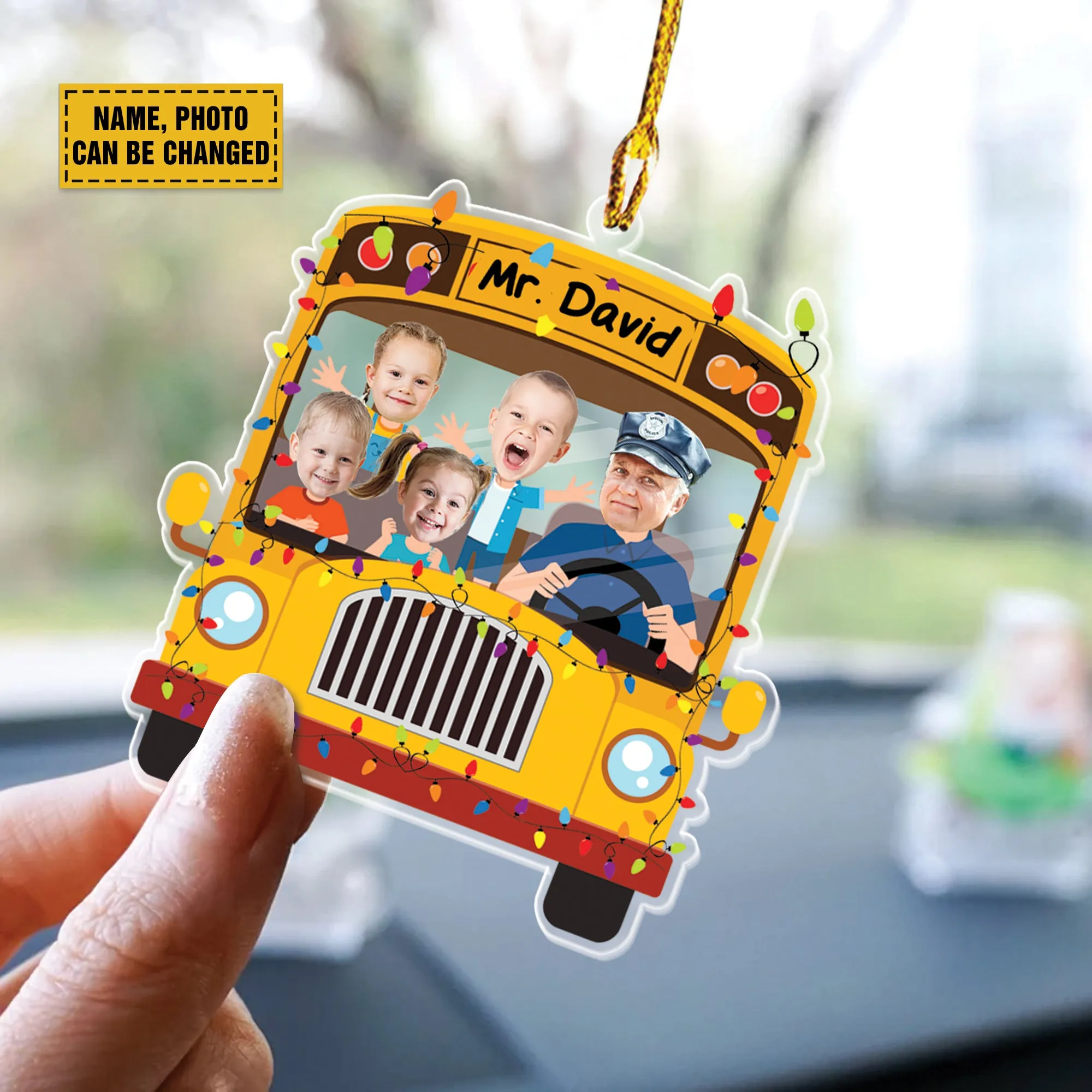 Teesdily | Customized School Bus Ornament Christmas, Bus Driver Ornament Plastic Christmas Gift For Kid, Bus Driver Keepsake Xmas