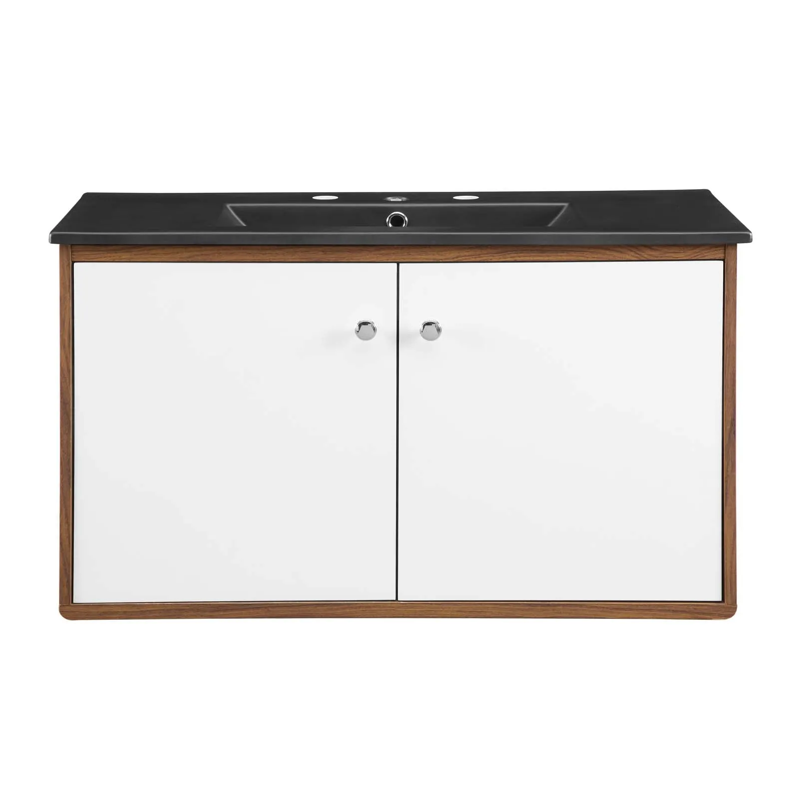 Transmit 36" Wall-Mount Bathroom Vanity Walnut Black EEI-5393-WAL-BLK