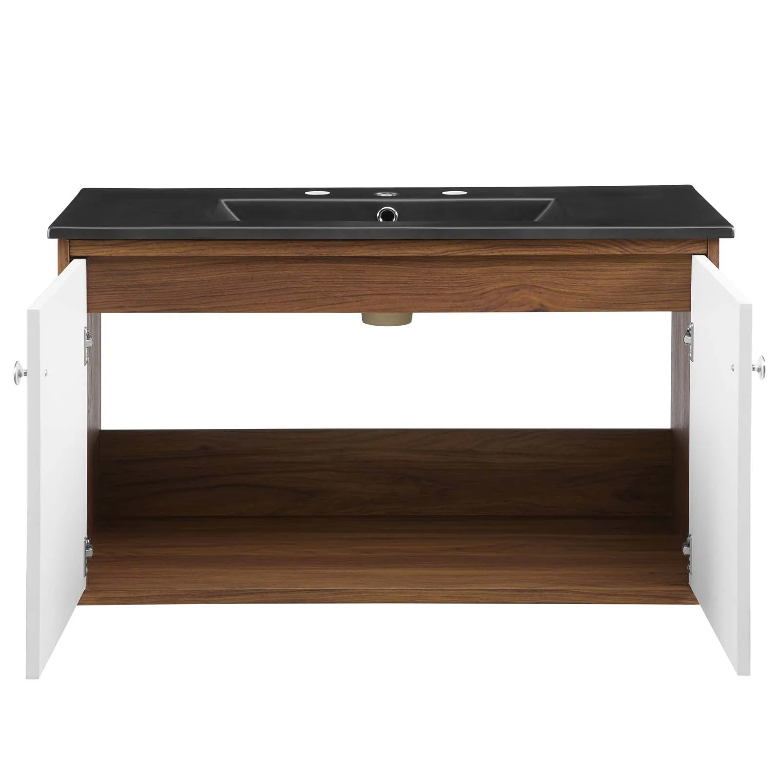 Transmit 36" Wall-Mount Bathroom Vanity Walnut Black EEI-5393-WAL-BLK