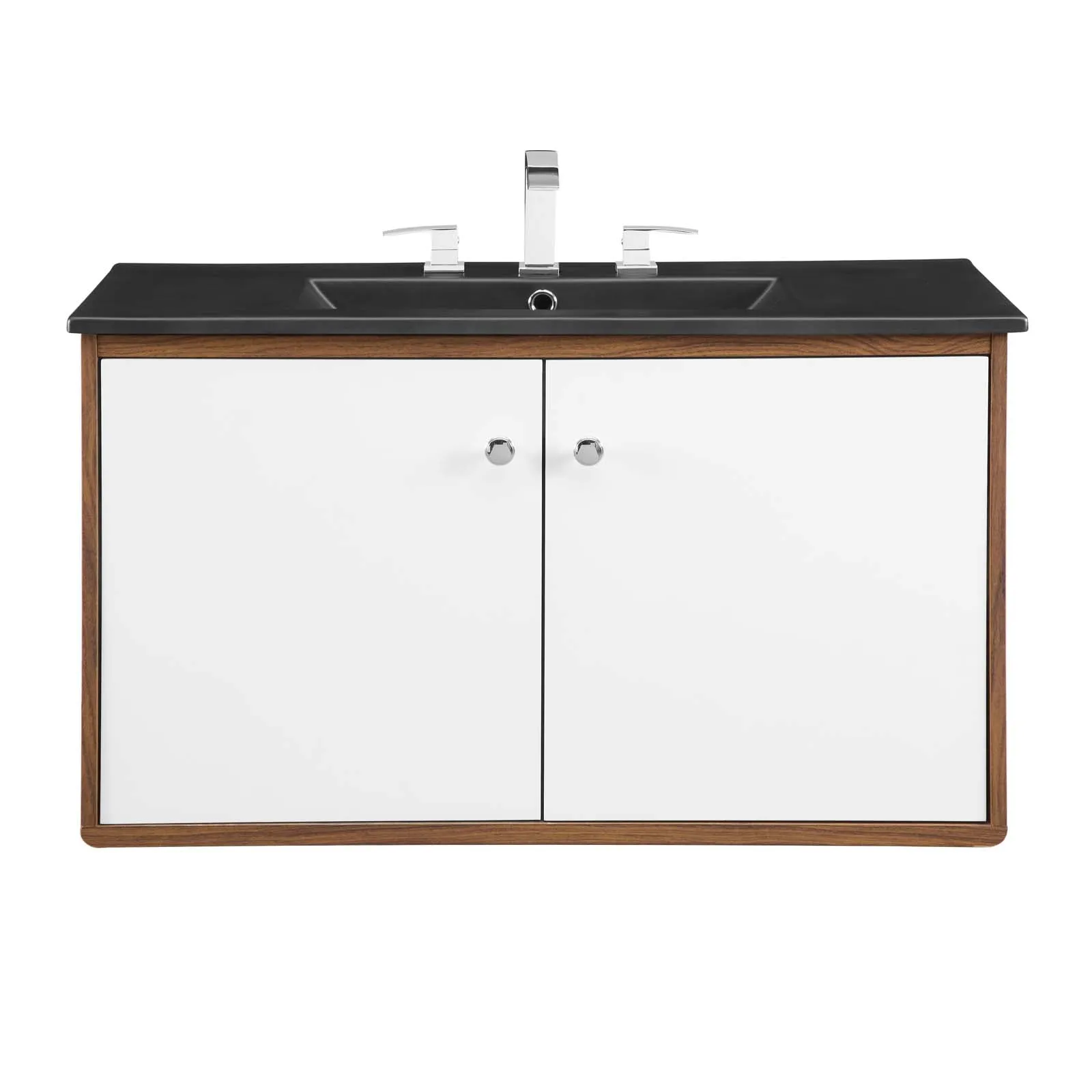 Transmit 36" Wall-Mount Bathroom Vanity Walnut Black EEI-5393-WAL-BLK