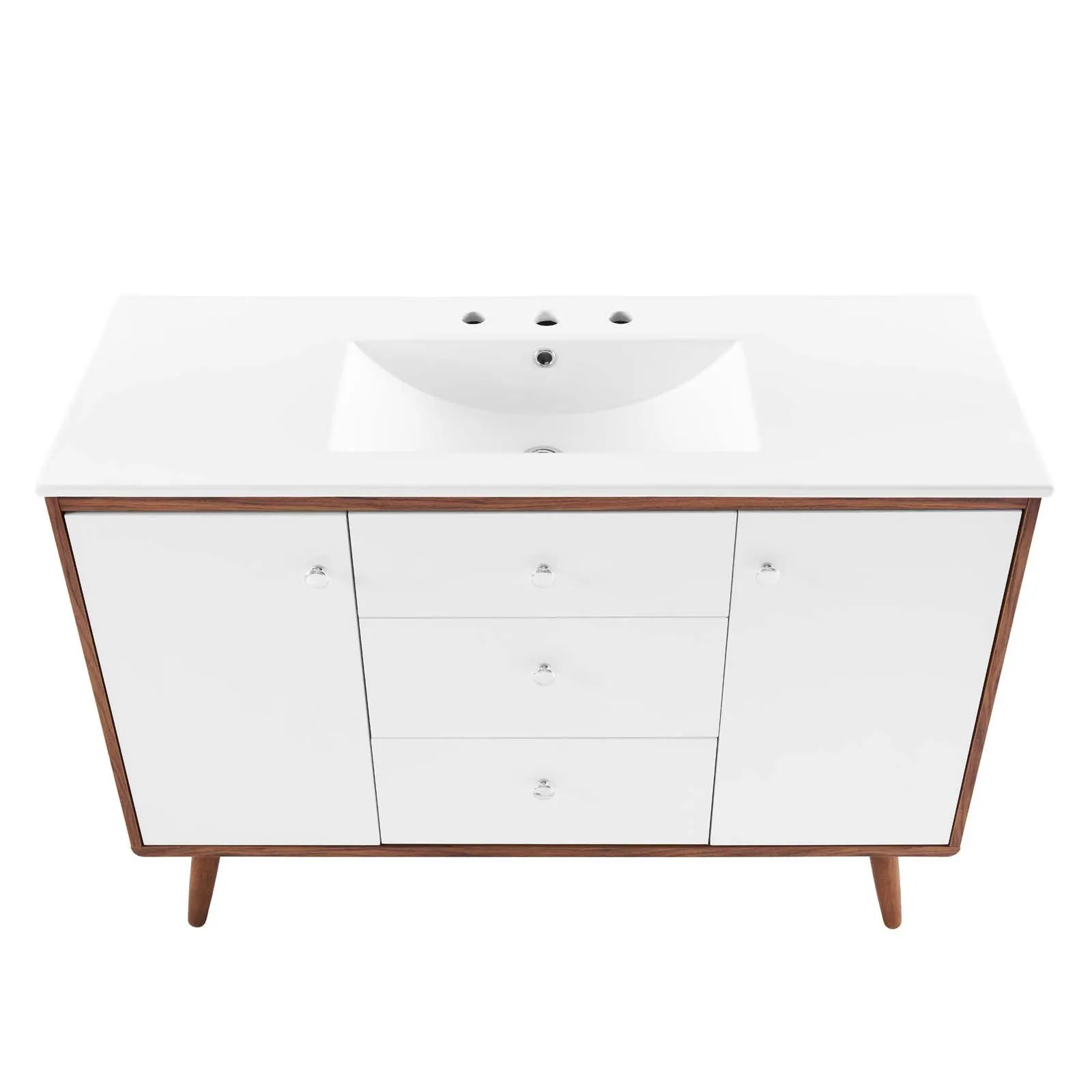 Transmit 48" Single Sink Bathroom Vanity Walnut White EEI-4438-WAL-WHI