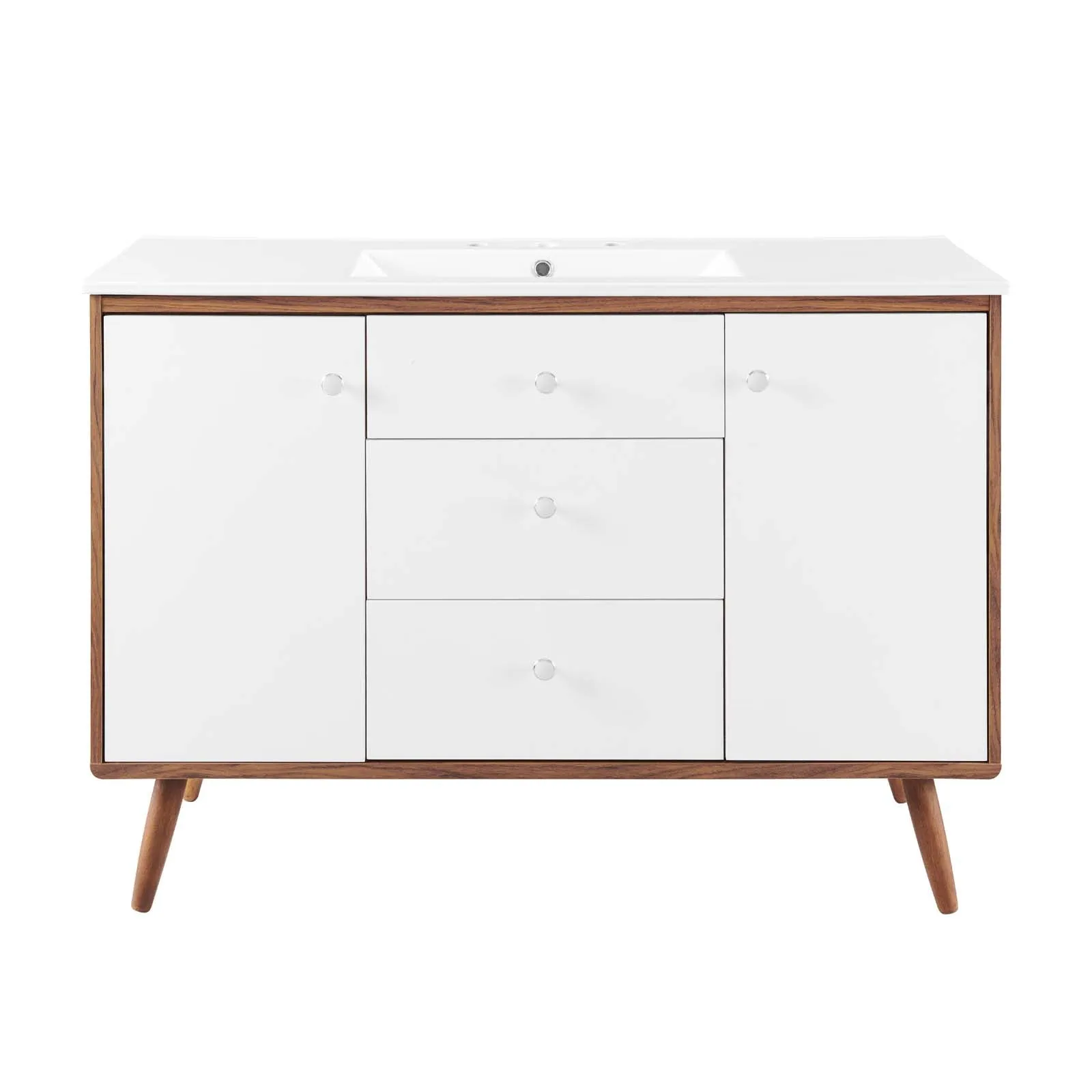 Transmit 48" Single Sink Bathroom Vanity Walnut White EEI-4438-WAL-WHI