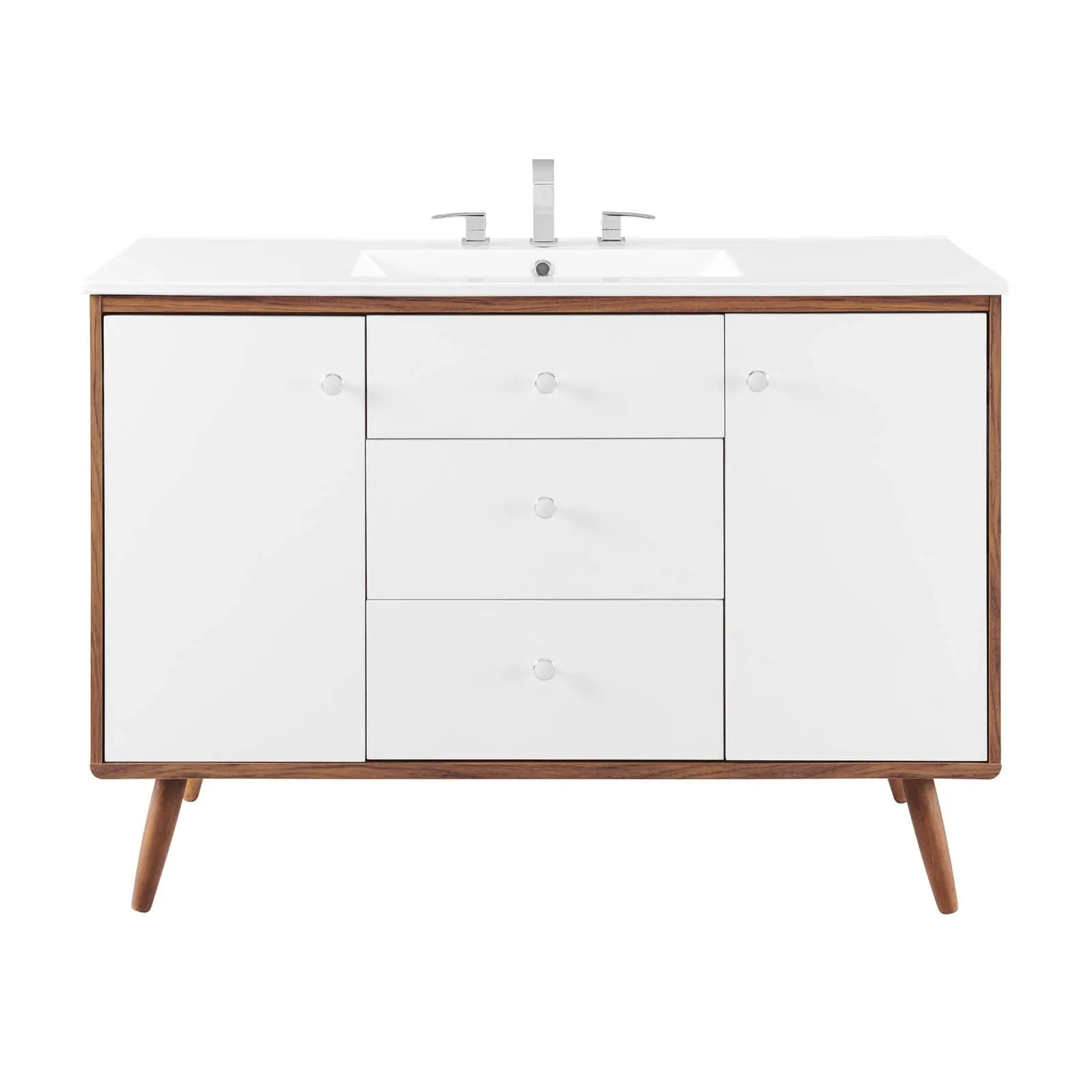 Transmit 48" Single Sink Bathroom Vanity Walnut White EEI-4438-WAL-WHI