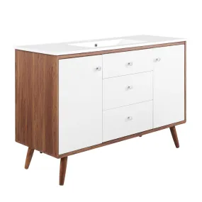 Transmit 48" Single Sink Bathroom Vanity Walnut White EEI-4438-WAL-WHI