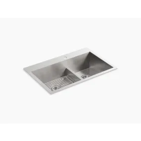 Vault 22" x 33" x 9" Stainless Steel Double Basin Dual-Mount Kitchen Sink