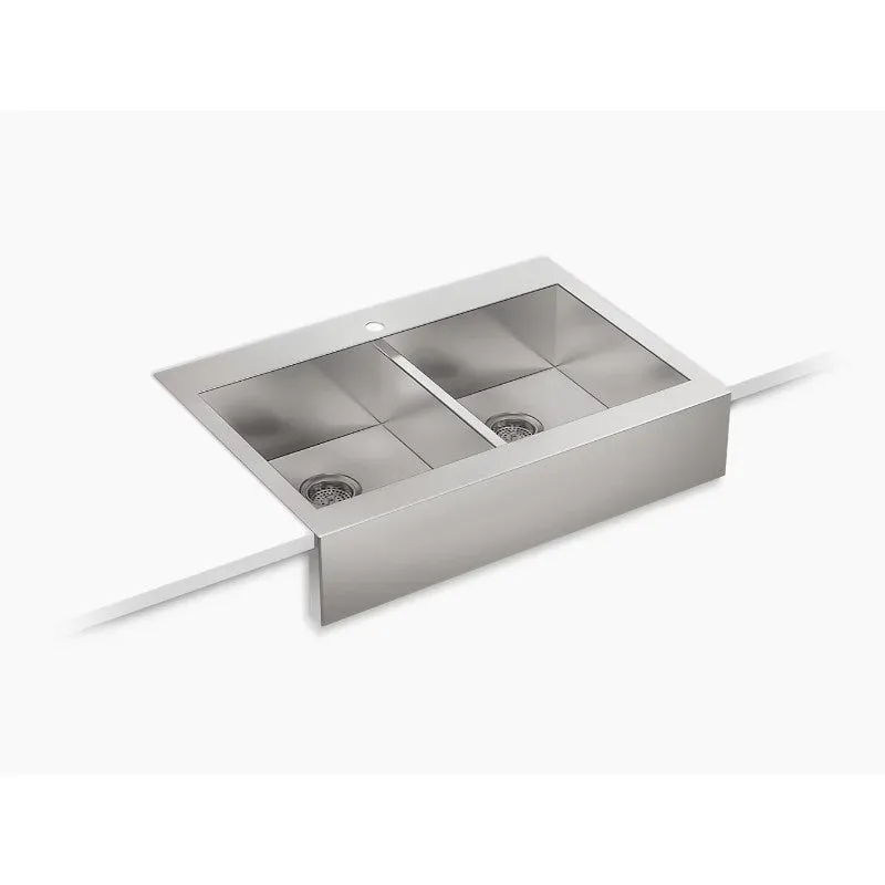 Vault 24.31" x 35.75" x 9.31" Stainless Steel Double Basin Farmhouse Apron Kitchen Sink