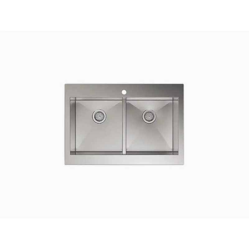 Vault 24.31" x 35.75" x 9.31" Stainless Steel Double Basin Farmhouse Apron Kitchen Sink