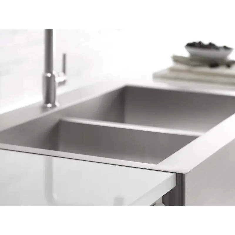 Vault 24.31" x 35.75" x 9.31" Stainless Steel Double Basin Farmhouse Apron Kitchen Sink