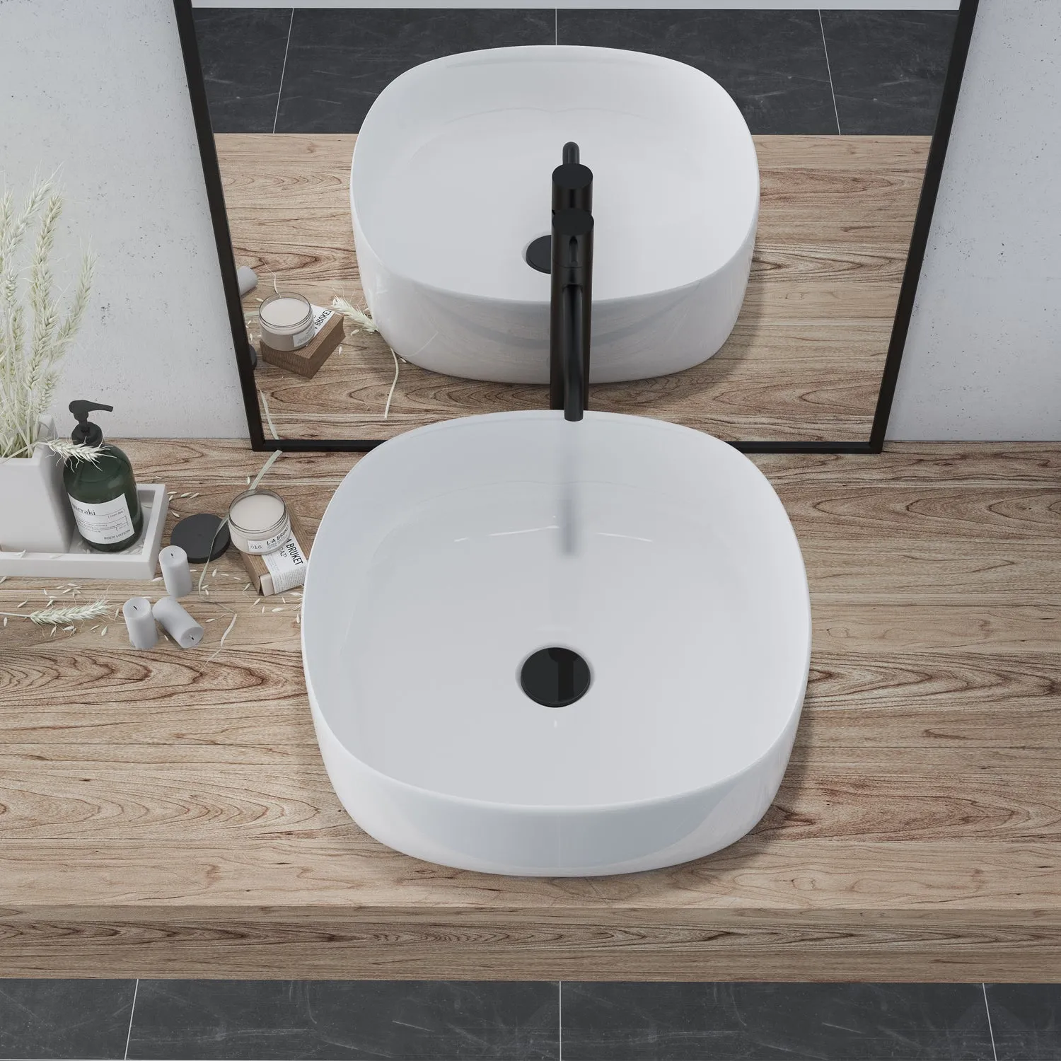 Zion 16" Square Ceramic Bathroom Vanity Sink